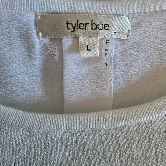 TYLER BOE ( L ) Light Green Dot Sweater W Attached White Ducktail Blouse - Picture 6 of 7